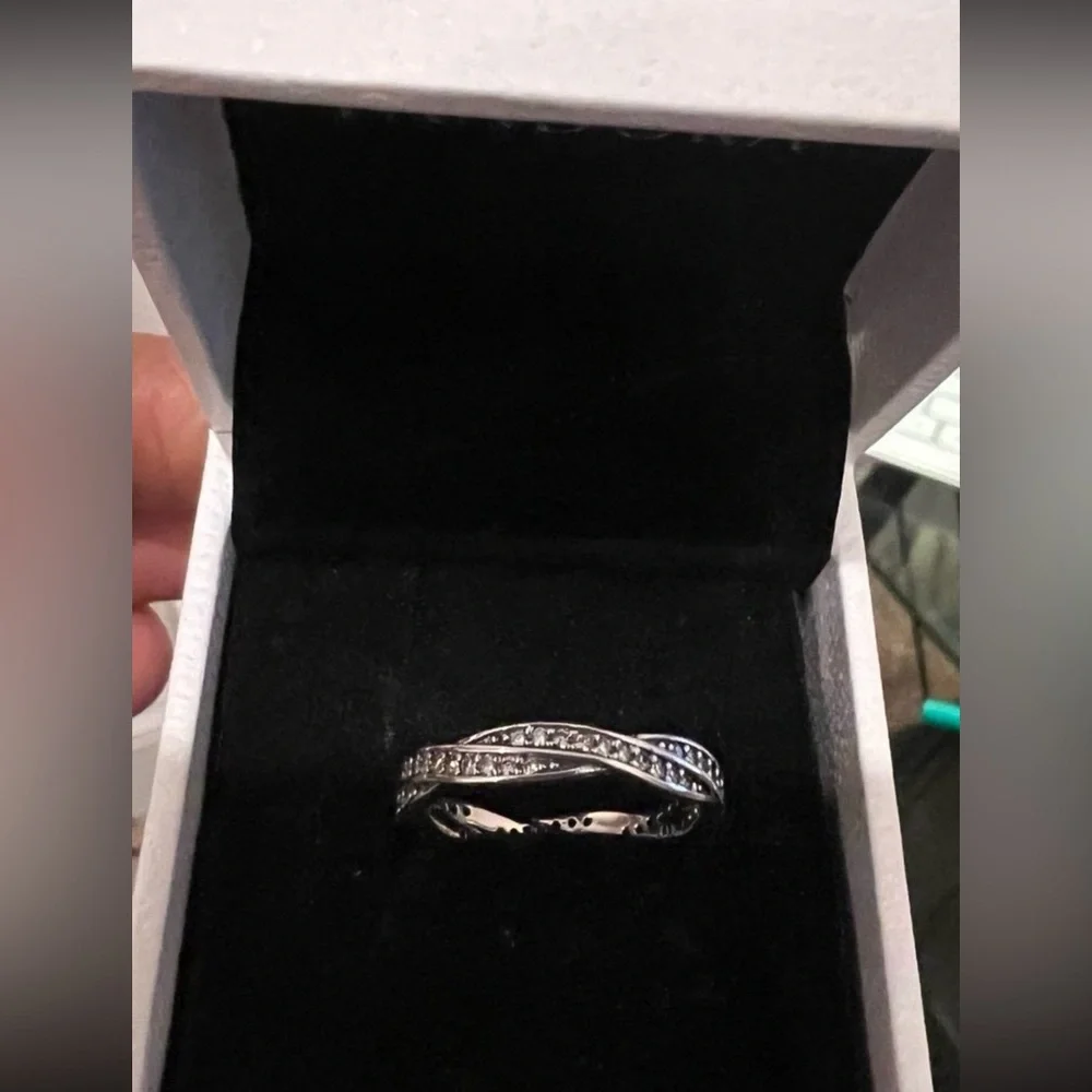 New Authentic Pandora Ring Twist Of Fate Sterling Silver ring 190892CZ s…